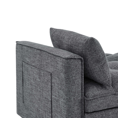Sienna - Tufted Convertible Sleeper Sofa With Chaise - Gray