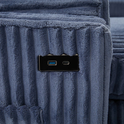 Convertible U-Shaped Sectional Sofa Bed With USB Ports And Storage