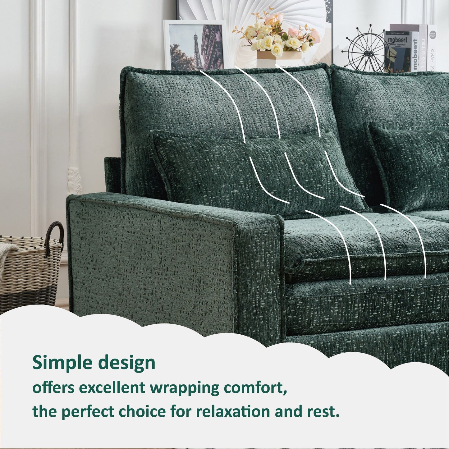 Modern Comfy L Shaped Sectional Sofa With Movable Ottoman
