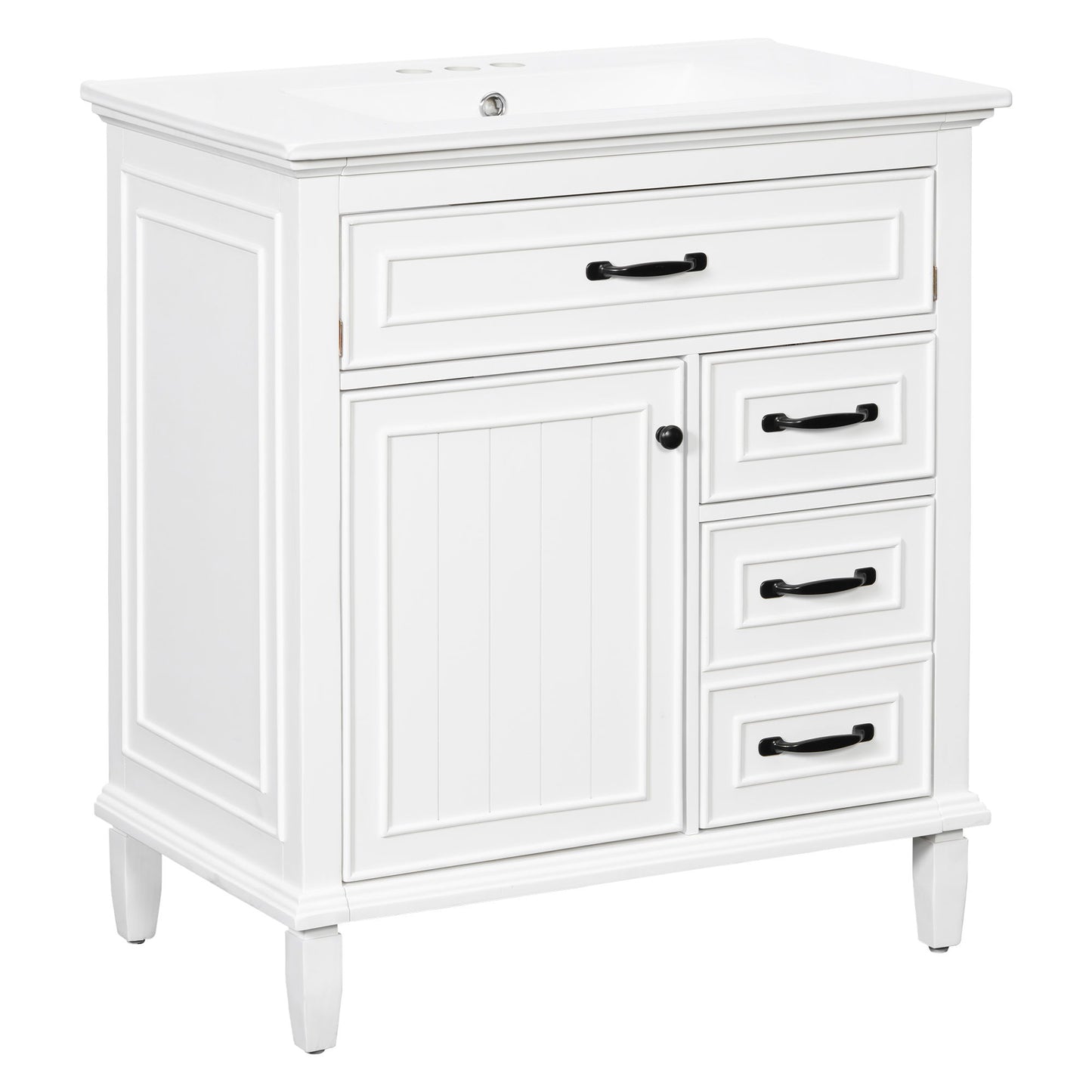 Bathroom Vanity With Sink Top, Flip Drawers, Adjustable Shelf