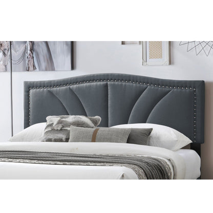 Bed With Nailhead Trim Accents, Upholstered Platform Frame