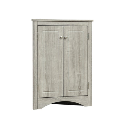 Triangle Bathroom Storage Cabinet With Adjustable Shelves, Freestanding Floor Cabinet - Oak