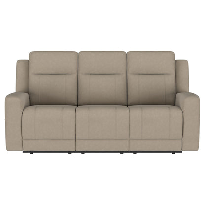 Slater - 3 Piece Upholstered Reclining Sofa Set And Built In Storage - Taupe