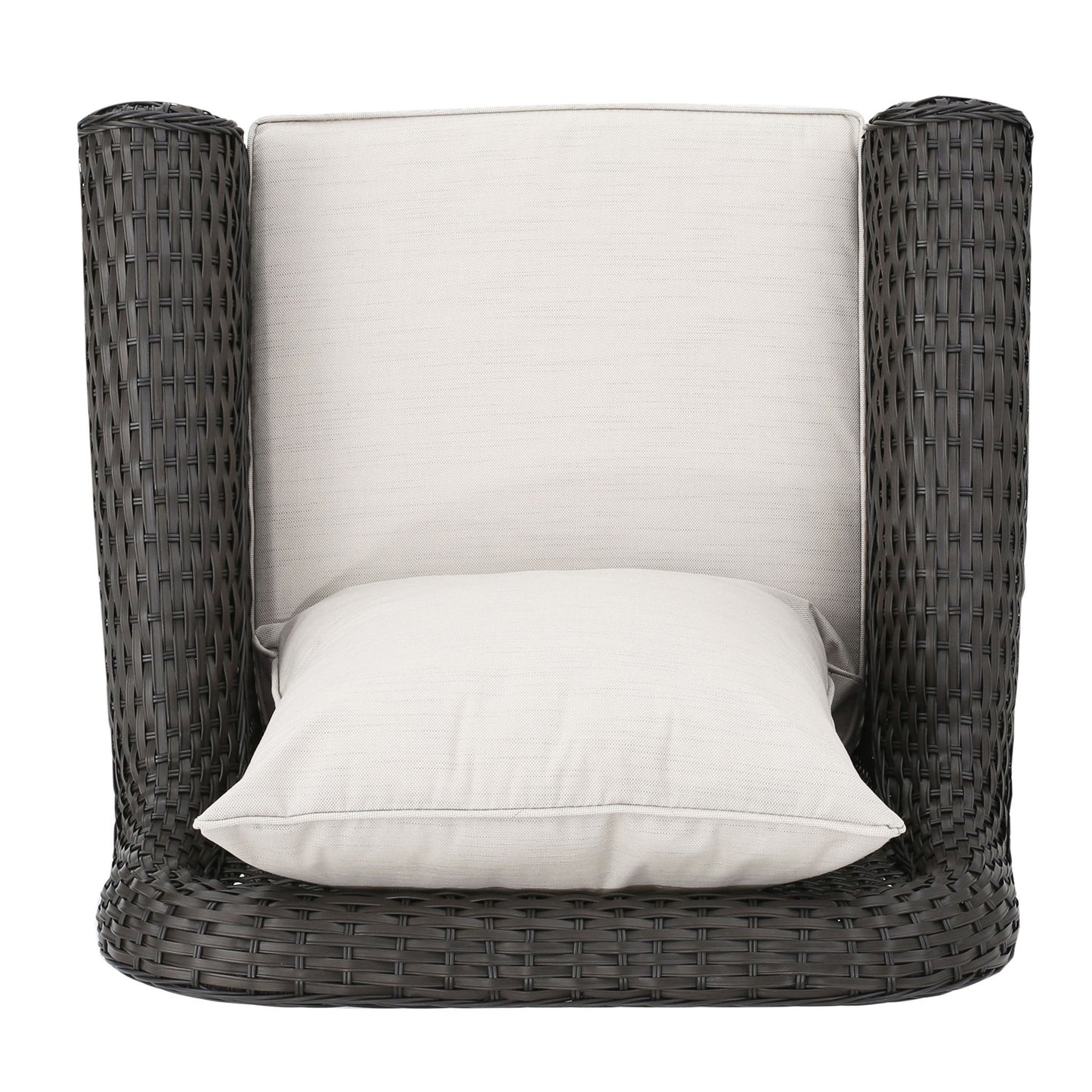 Amaya - Outdoor Swivel Rocker Chair With Water Resistant Cushions - Brown / Beige
