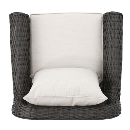 Amaya - Outdoor Swivel Rocker Chair With Water Resistant Cushions - Brown / Beige