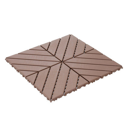 Interlocking Deck Waterproof Outdoor Patio Tiles (Set of 44) - Brown