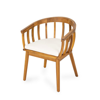 Klismos - Dining Armchair (Set of 2) - Teak / Beige