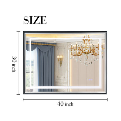 LED Bathroom Beveled Mirror, 3000 - 6000K Gradient Front And Backlit LED Mirror For Bathroom, 3 Colors Dimmable, Ip54 Enhanced Anti Fog