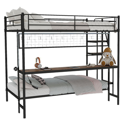Bunk Bed With Built In Desk And LED Lighting