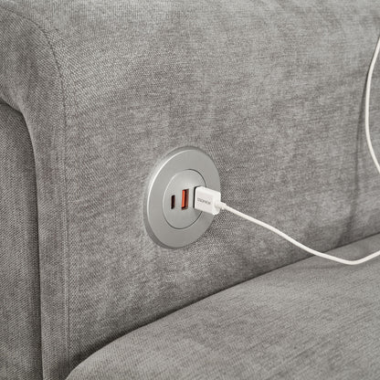 Modular Sectional Sofa With Movable Ottomans, USB Ports & Side Tables