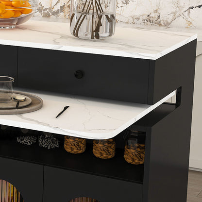 Kitchen Island With Extendable & Rotating Table