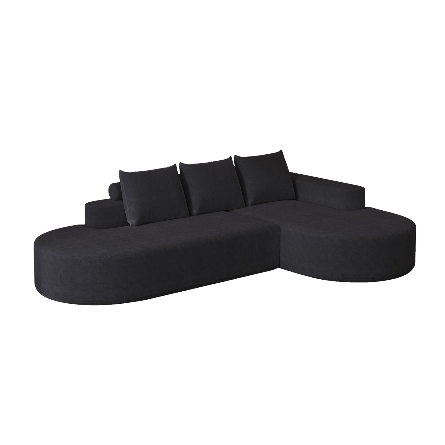 Modern Curved Sofa, L-Shaped Modular Sectional Set With 3 Pillows
