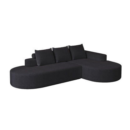 Modern Curved Sofa, L-Shaped Modular Sectional Set With 3 Pillows
