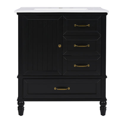 30" Bathroom Vanity With Sink, 3 Drawers, Adjustable Feet