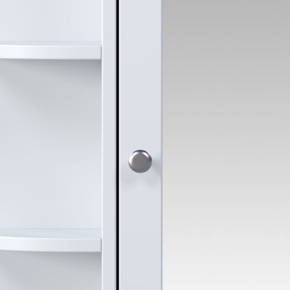 Bathroom Wall Storage Cabinet With Mirror And Adjustable Shelf, 6 Open Shelves