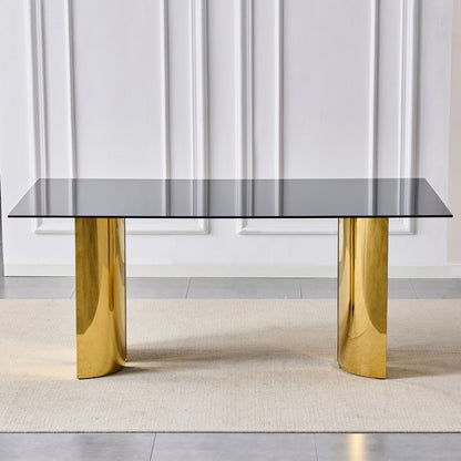 Rectangular Dining Table - Gold / Black