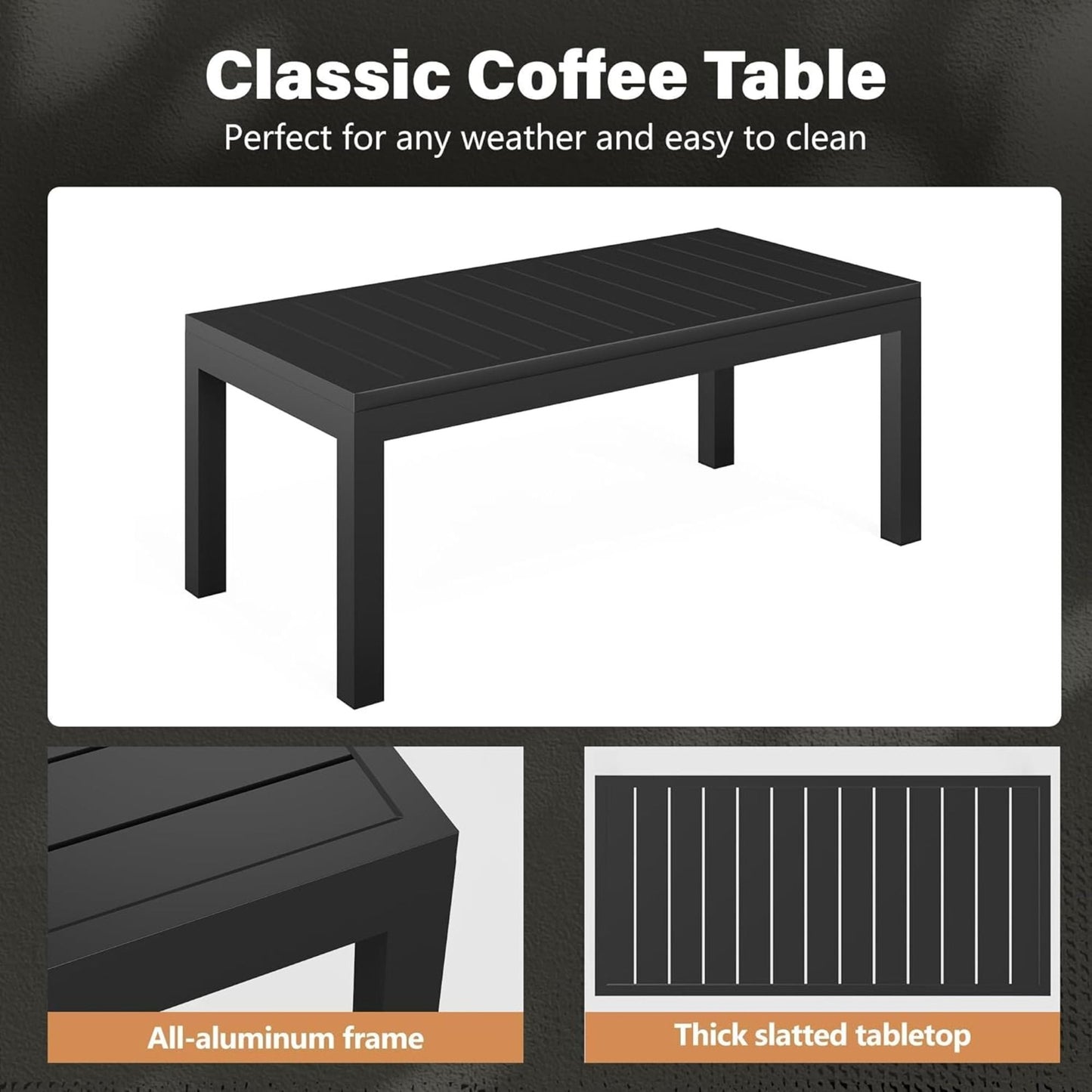 Modern 5 Seat Outdoor Patio Furniture Set With Coffee Table