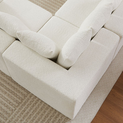 L - Shaped Modular Sofa With Deep Seat And 11 Pillows