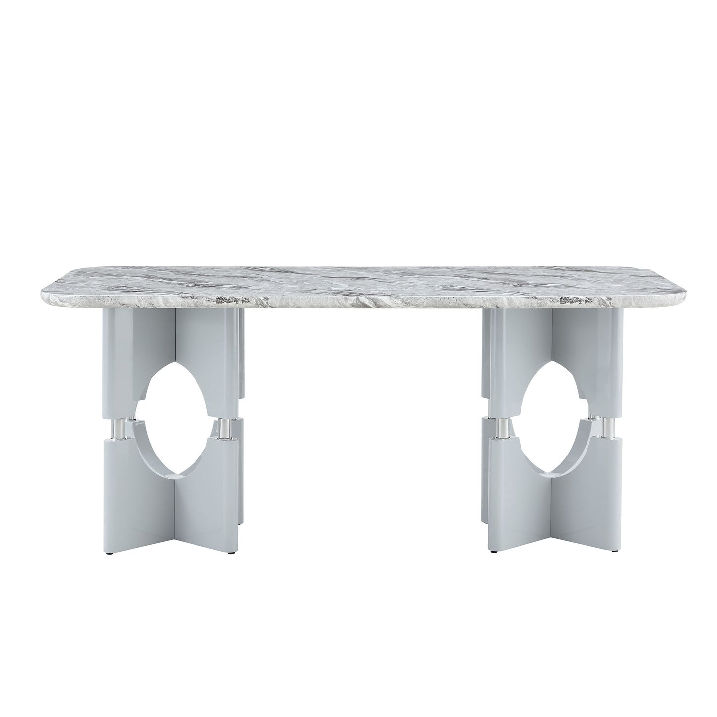 Modern Dining Table With Sleek Hollow-Out Frame And Accents