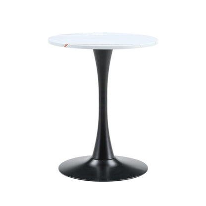 Round Dining Table With Thickened Engineered Wood Top And Metal Pedestal, 23.6" Diameter For Kitchen, Living Room, Small Spaces