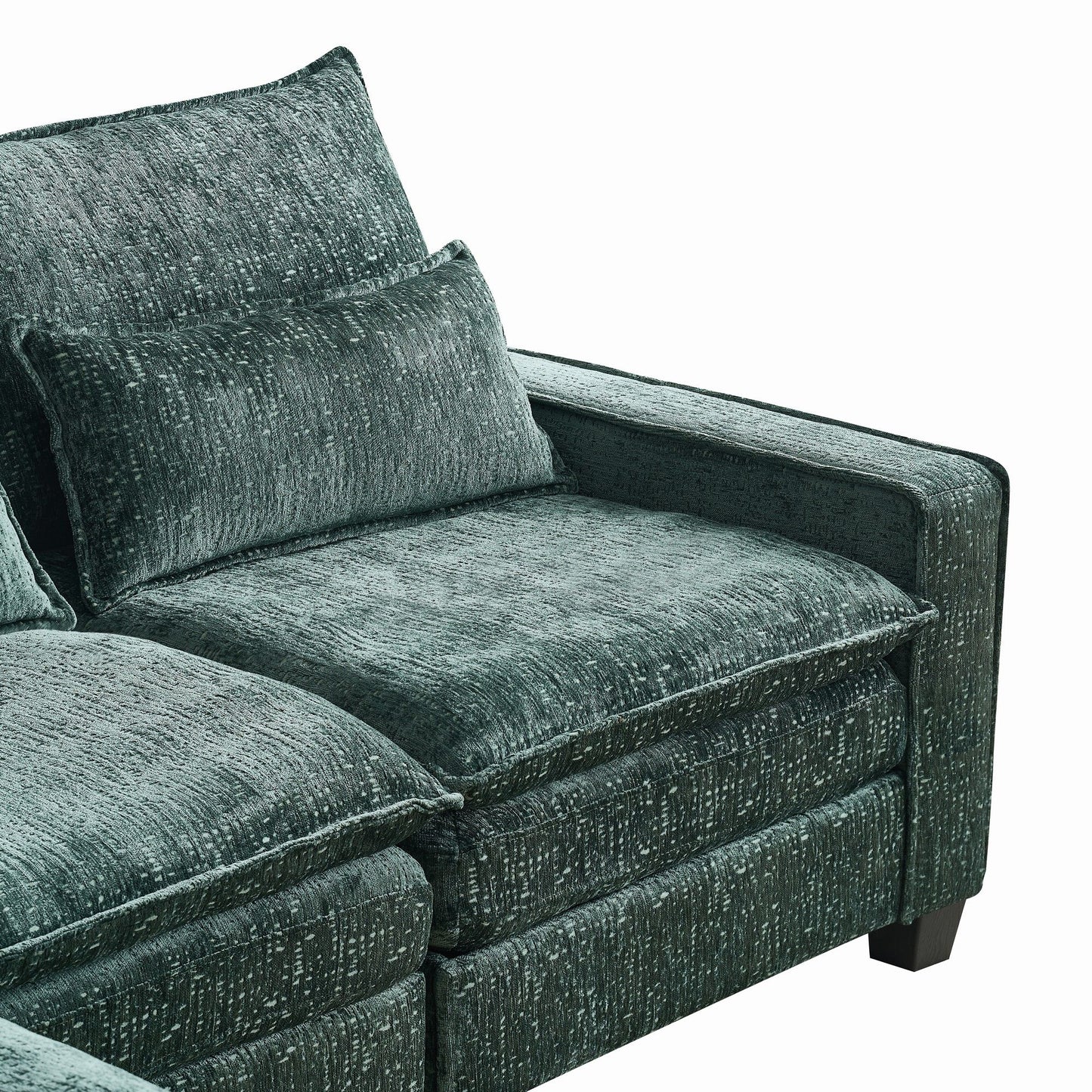 Modern Comfy L Shaped Sectional Sofa With Movable Ottoman