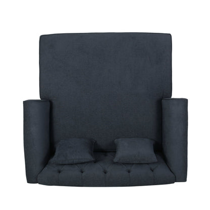 Upholstered Chaise Lounge With Scroll Arms, Turned Legs And 2 Pillows