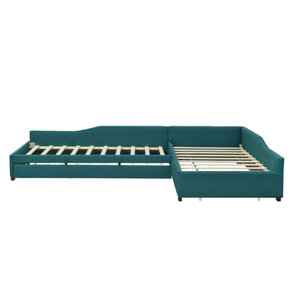 Upholstered Double Daybed With Trundle And Drawer