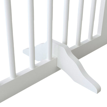 4 Panel Freestanding Pet Gate With Foldable Design And Support Feet - White