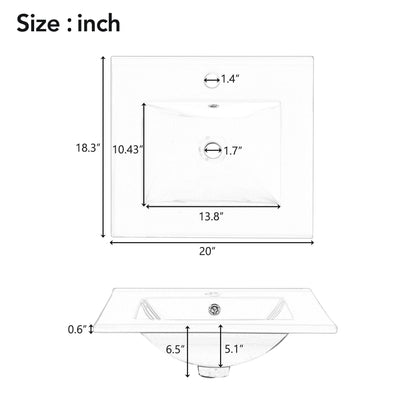 Elegant Bathroom Vanity With Ceramic Sink, Soft Close Door, Adjustable Shelf
