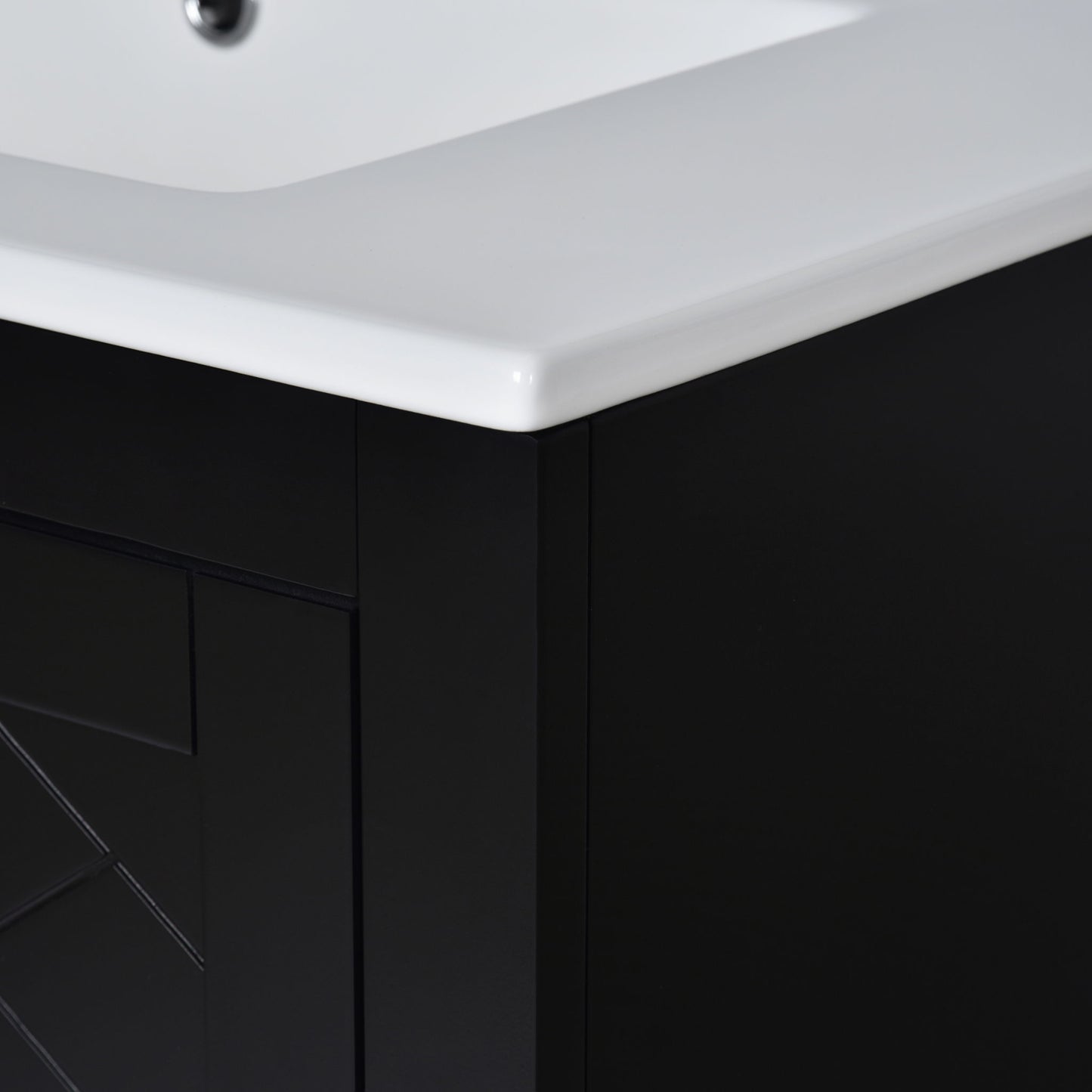Ceramic Sink Combo, Freestanding Vanity Set With 3 Drawers & Soft Closing Doors