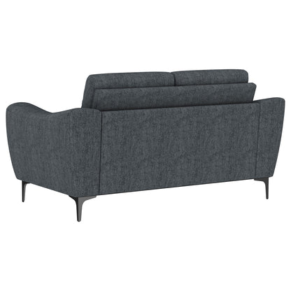 Oberle - Upholstered Sloped Track Arm Loveseat - Charcoal