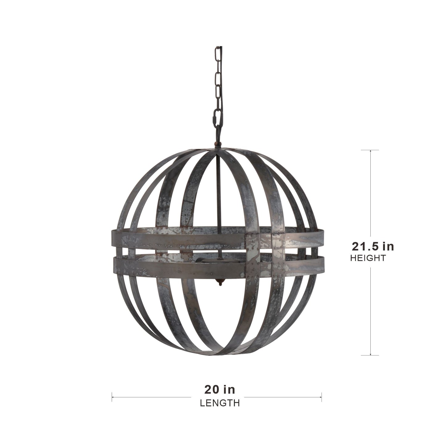 4 Light Galvanized Chandelier, Hanging Light Fixture With Adjustable Chain For Kitchen, Bulb Not Included - Gray
