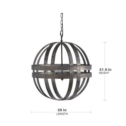 4 Light Galvanized Chandelier, Hanging Light Fixture With Adjustable Chain For Kitchen, Bulb Not Included - Gray