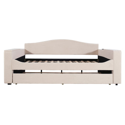 Upholstered Daybed With Storage Armrests, Trundle And Latest Integrated tooth Audio System