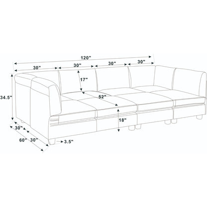 Upholstered Modular Sectional, Customizable Layout, Removable Cushions - Black