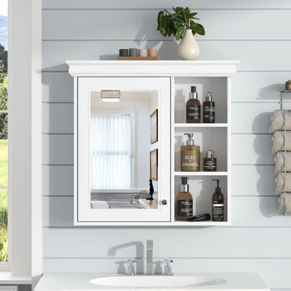 Wall Mounted Bathroom Medicine Cabinet With Mirror And Adjustable Storage With Soft Close Hinges