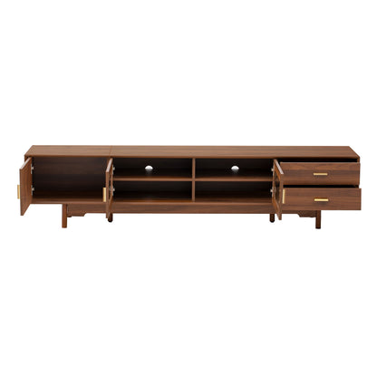 Modern TV Stand With Fluted Glass Doors & 2 Drawers
