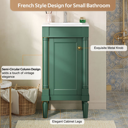 French Style Bathroom Cabinet With Sink, Adjustable Shelf