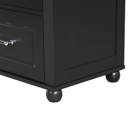 Tall Freestanding Bathroom Storage Cabinet With 2 Drawers And Adjustable Shelf
