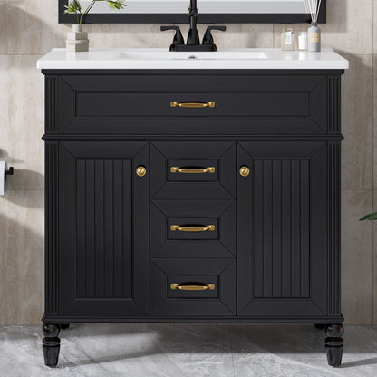 Modern Freestanding Bathroom Vanity With Sink, Cabinet, Soft-Close Drawers, Tip-Out Tray