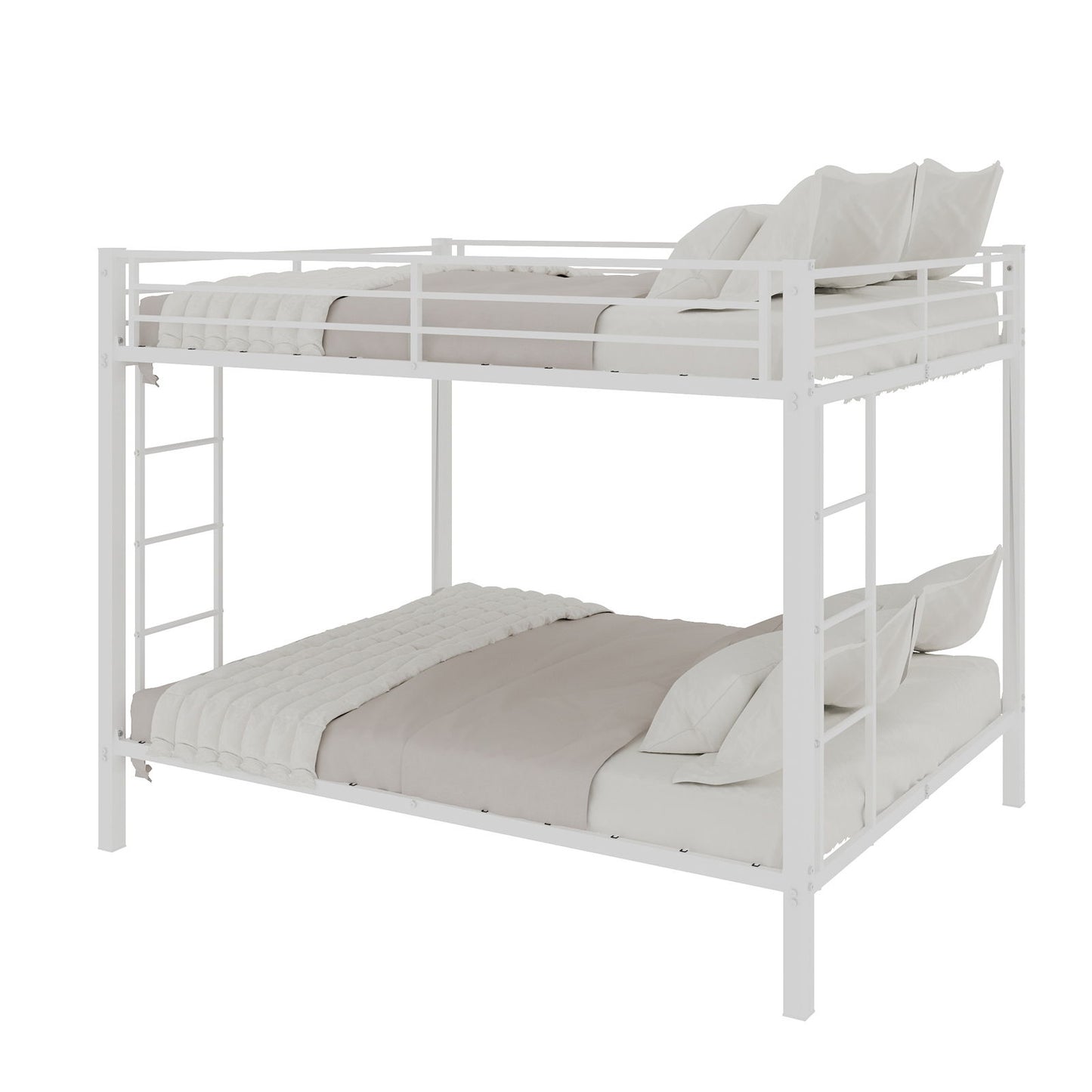 Bunk Bed For Kids, Convertible Frame With Ladders & Guardrail