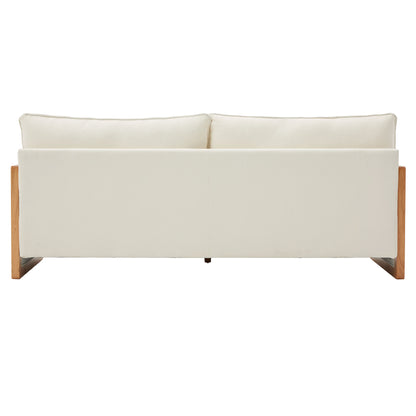 Modern 3 Seater Sofa With Wood Armrests