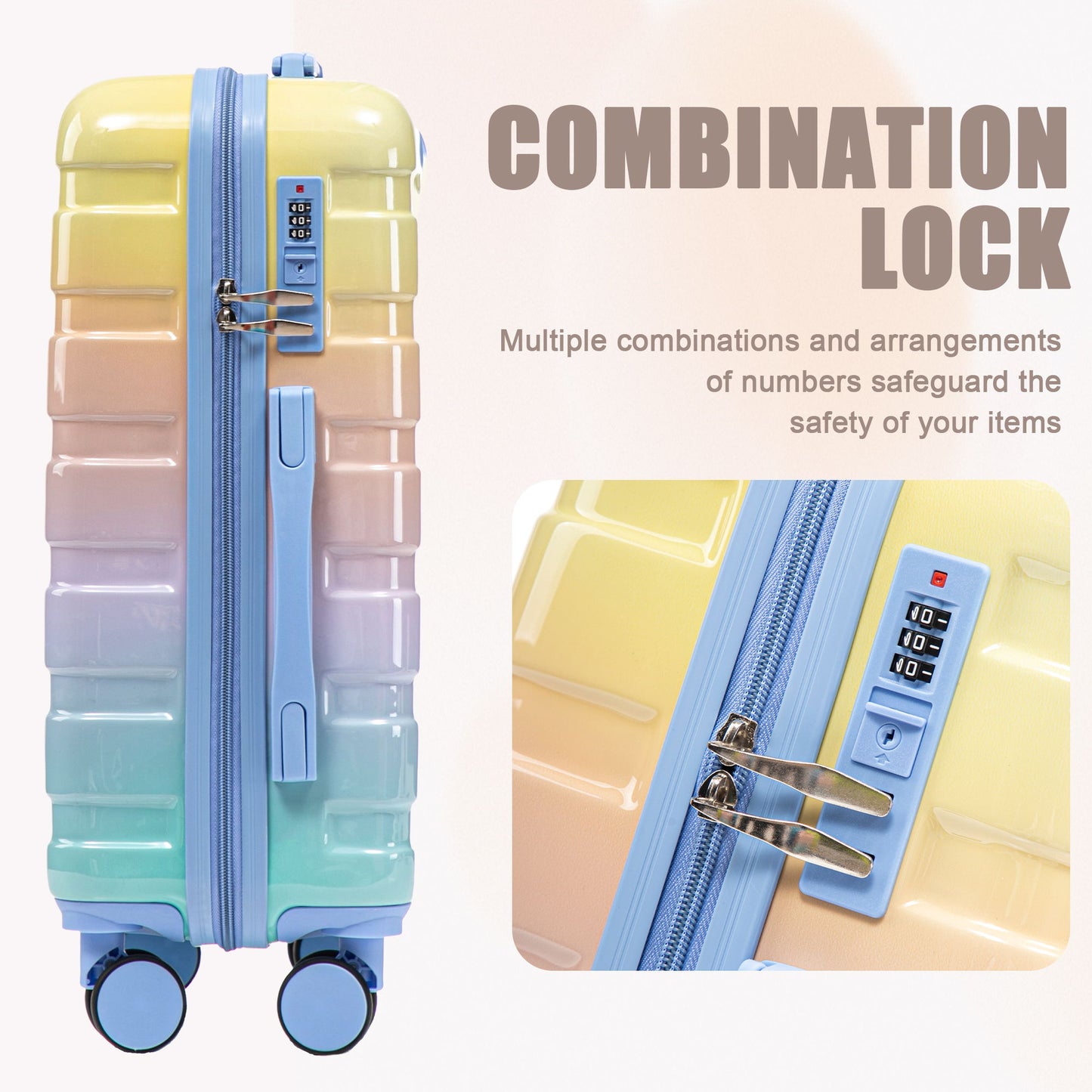 Luggage Set 14" / 20" With Combination Lock And Cosmetic Case