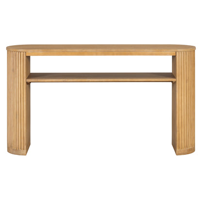 Console Table With Fluted Legs, Open Shelf