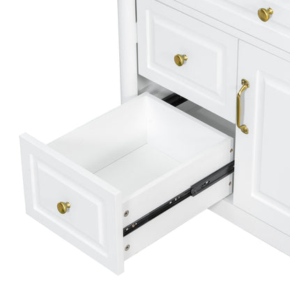 Freestanding Bathroom Vanity With Sink, Adjustable Shelf, Flip Drawer