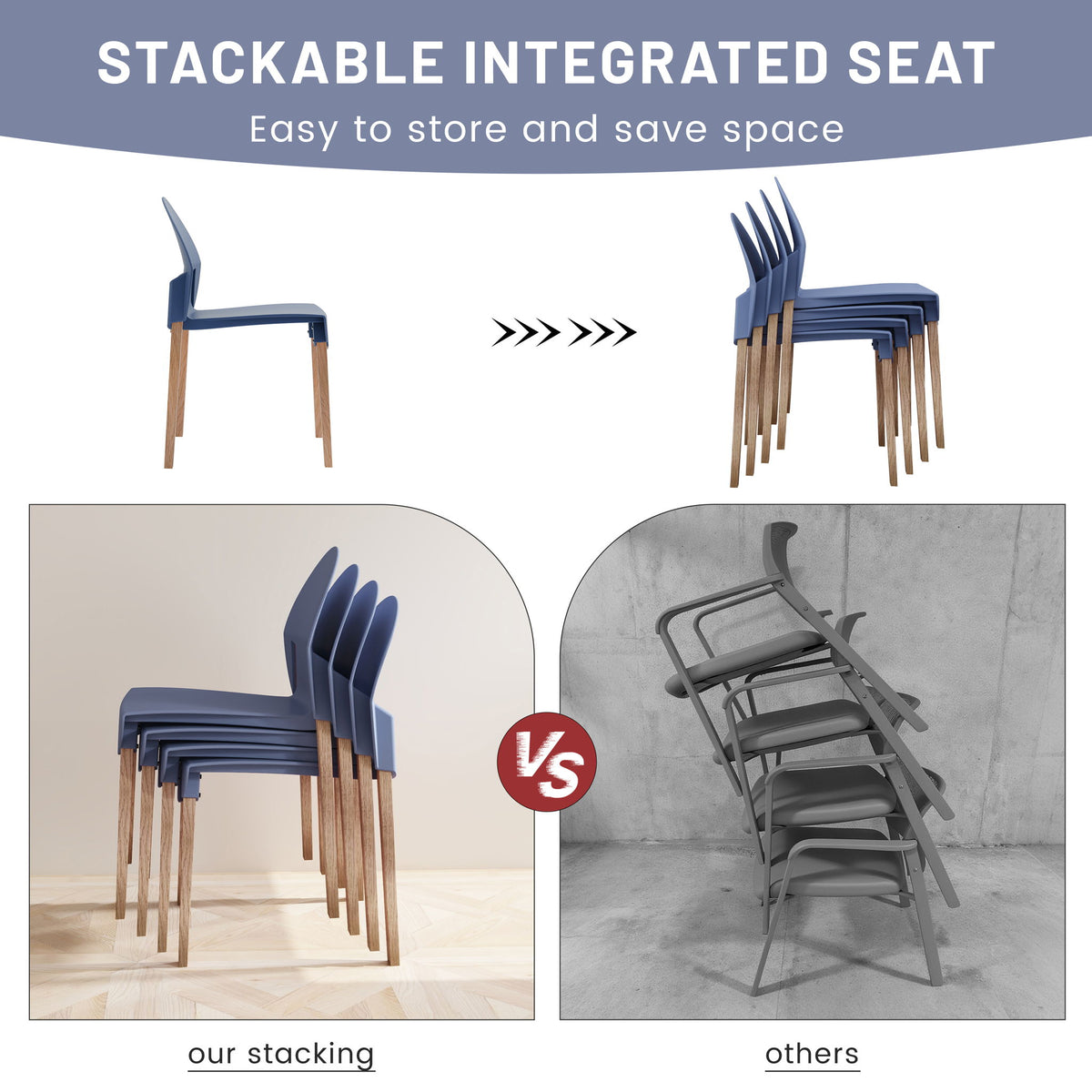 4 Piece Set Of Single Chairs With A Design Combining Modern And Traditional Elements