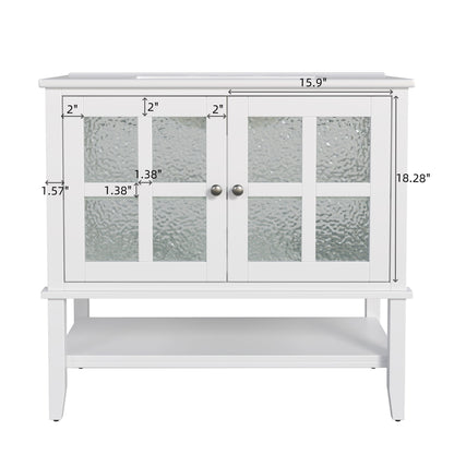 Bathroom Vanity With Ceramic Sink, Adjustable & Open Shelf