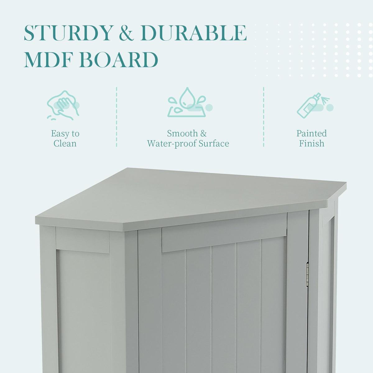 Triangle Corner Bathroom Cabinet With Adjustable Shelf, Storage Unit - Gray