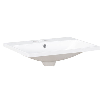 Bathroom Vanity Top, Rectangular Undermount Sink With 3 Faucet Holes, 4" Centerset Compatible - White