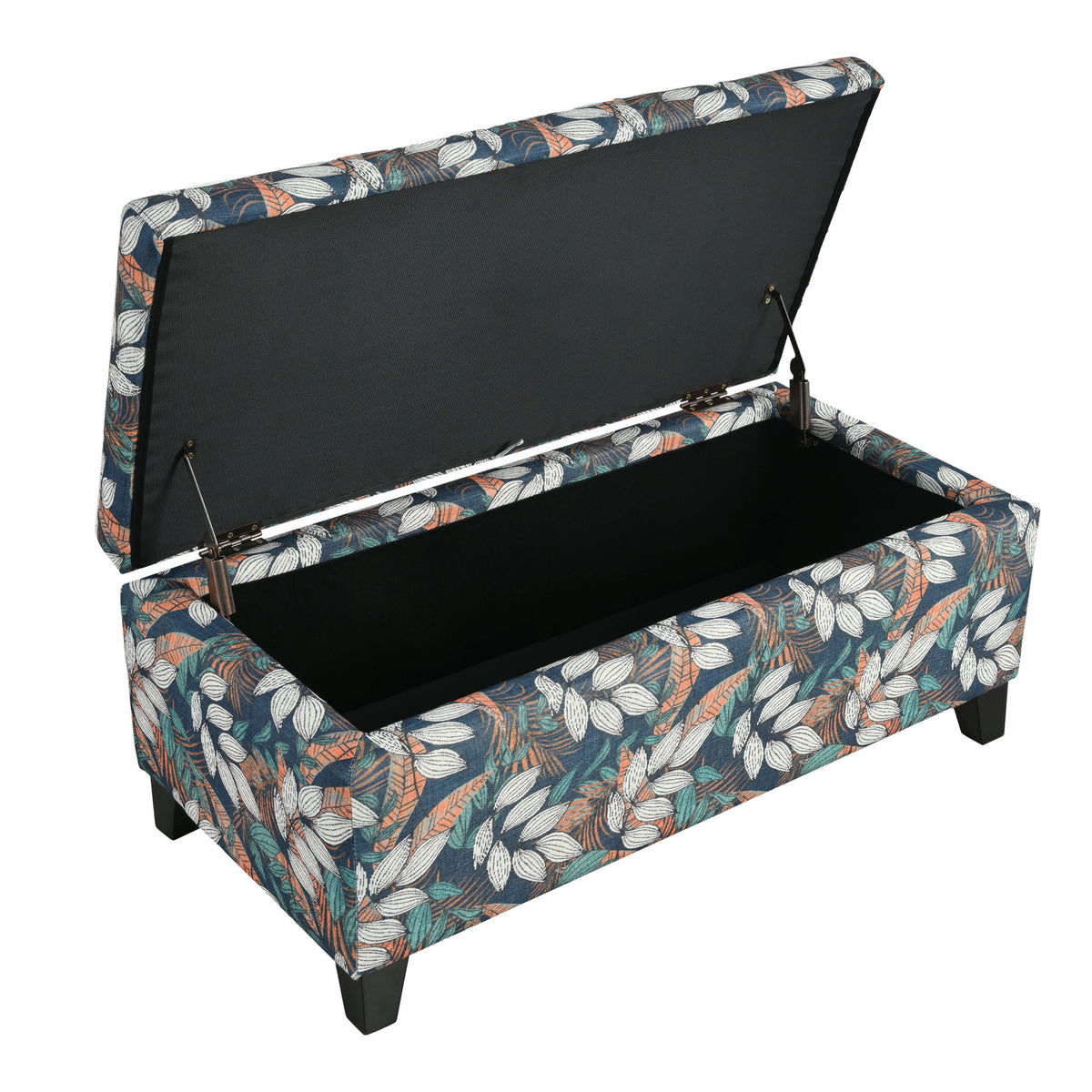 Charming Floral Storage Ottoman With Upholstered Fabric